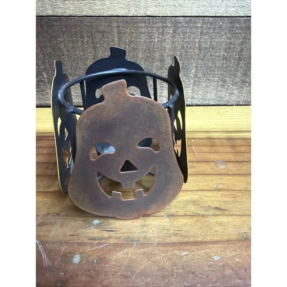 Russ Pumpkin Jack-o’-lantern Cube Halloween Tealight Candle Holder 3.5”